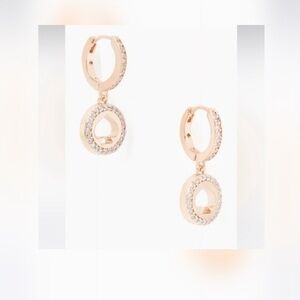 Kate Spade Gold-Tone Spot the Spade Pave Huggies Earrings BRAND NEW